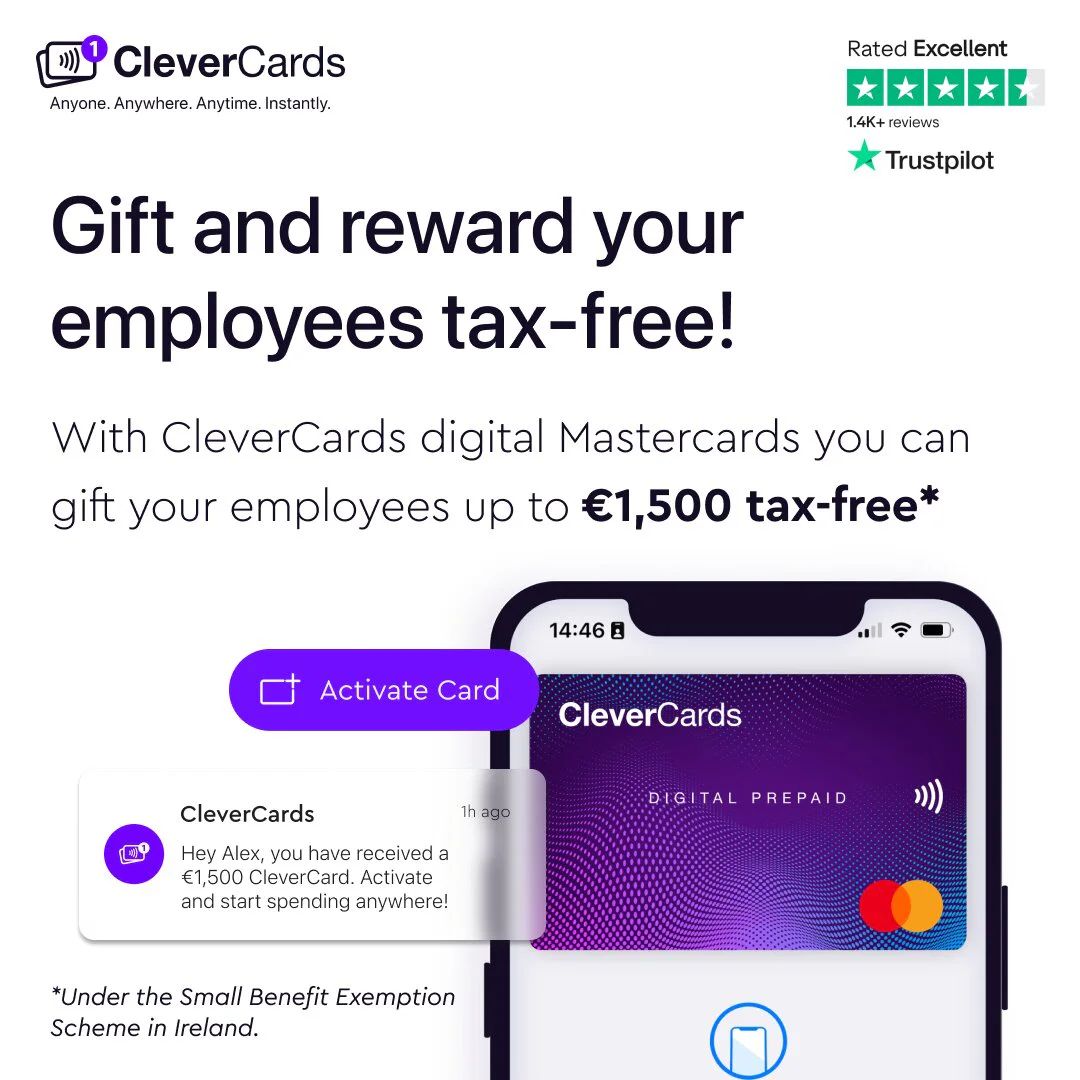 Reward Your Employees With Up To &euro;1500 Tax-Free With CleverCards